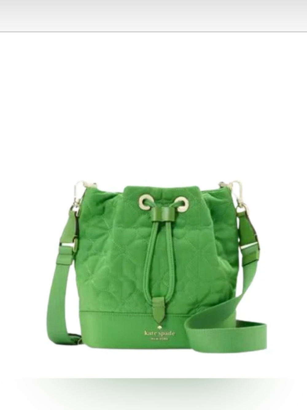 Kate Spade ♠️ New York green quilted drawstring crossbody bucket bag - Picture 1 of 5